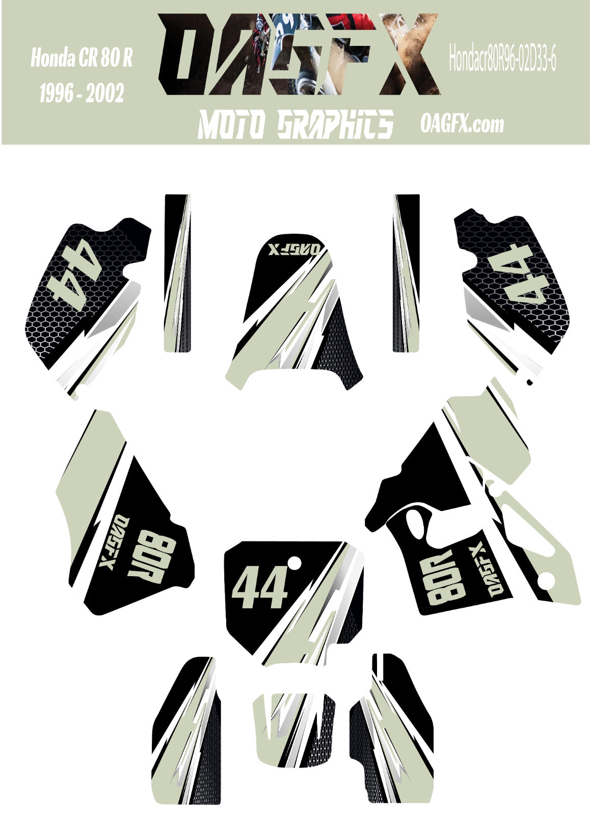 1996 - 2002 Honda CR 80  OAGFX Graphics Kit - D33-6 Grey
