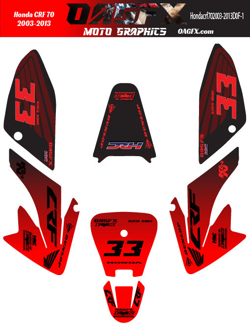 2003-2013 Honda CRF70 Graphics Kit - Pro Ed D0F-1 CRF 70 Fade