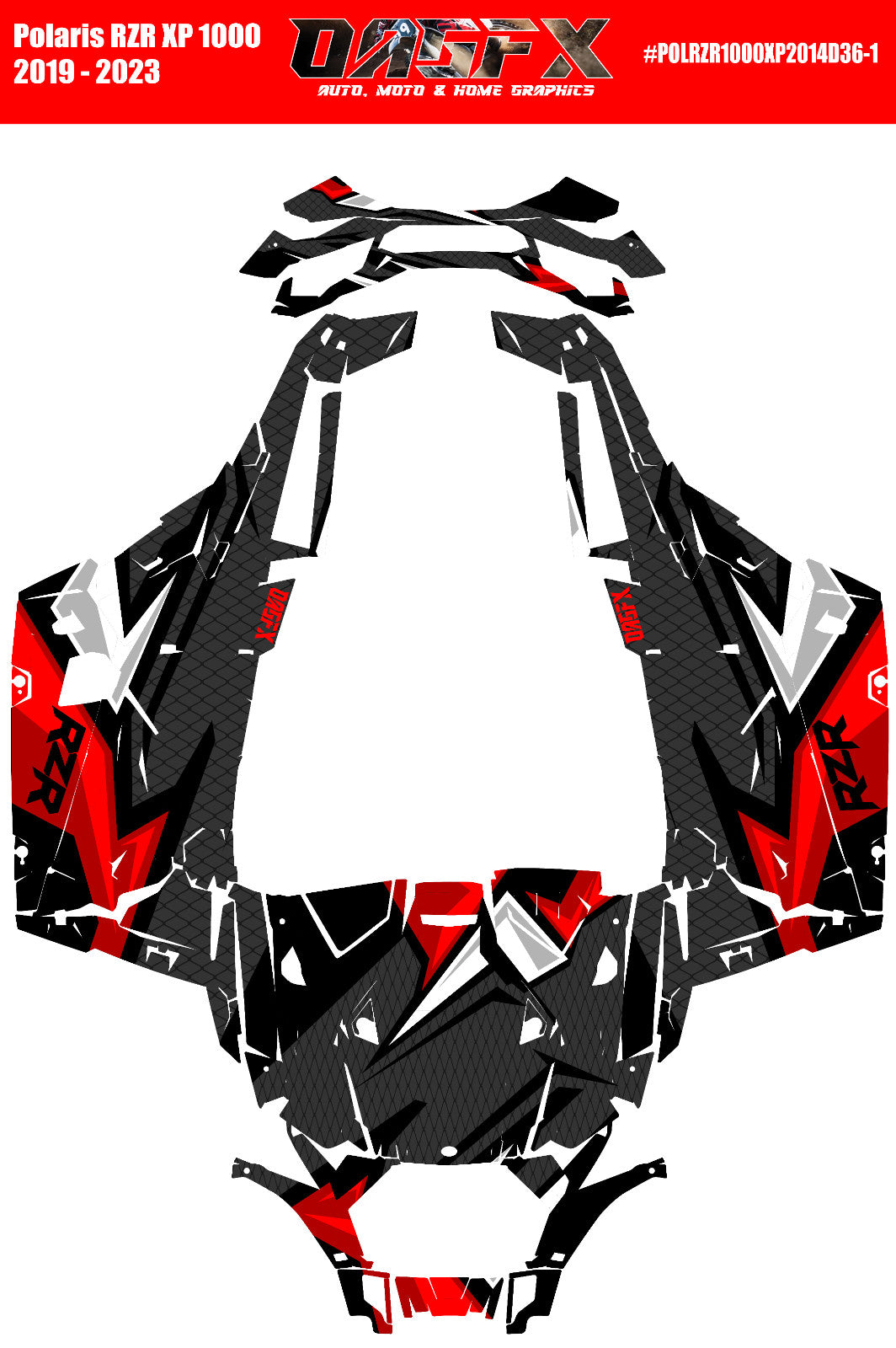 2019 - 2023 Polaris RZR XP 1000 Graphics Kit D36-1 Red OAGFX