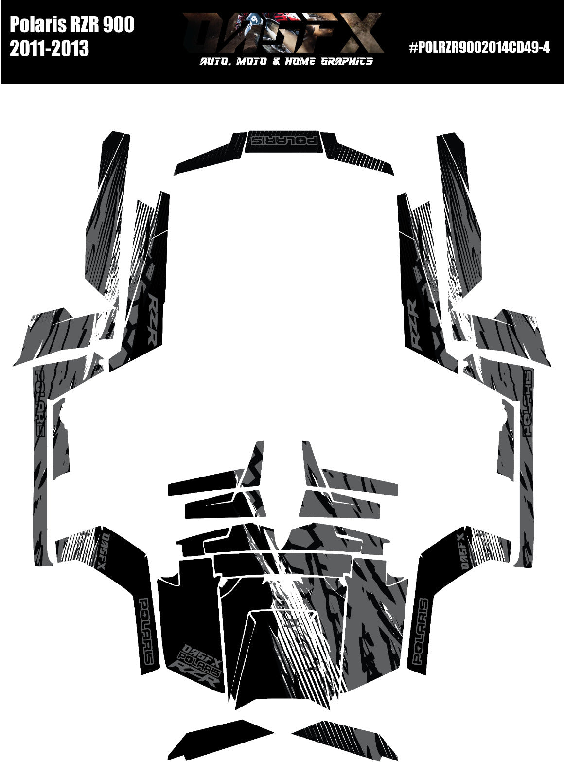 2011 - 2013 OAGFX Graphics Kit fits Polaris RZR 900 D49-4 Stealth