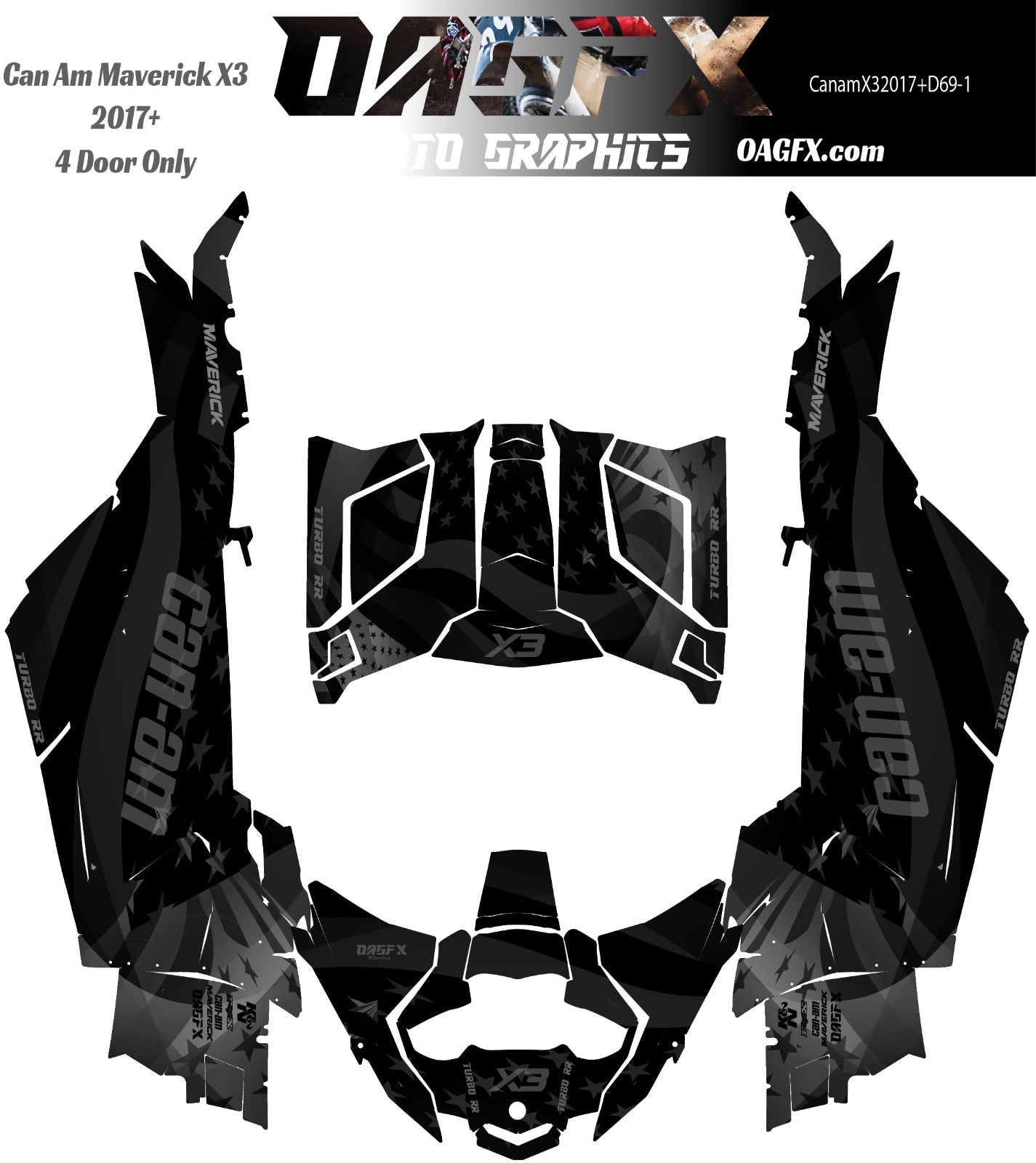 2017 - 2024 Can Am X3 Maverick Graphics Kit Pro Edition D69-1 USA Stealth