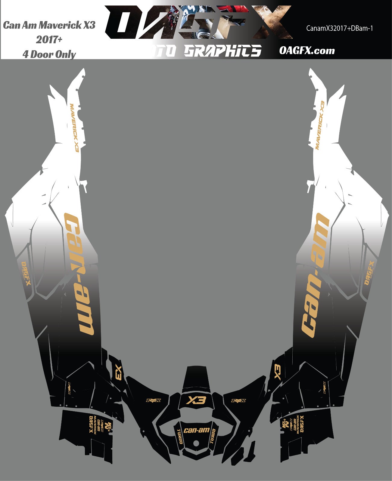 2017 - 2024 Can Am X3 Max 4 Door Maverick RR DS Graphics Kit DBam-1