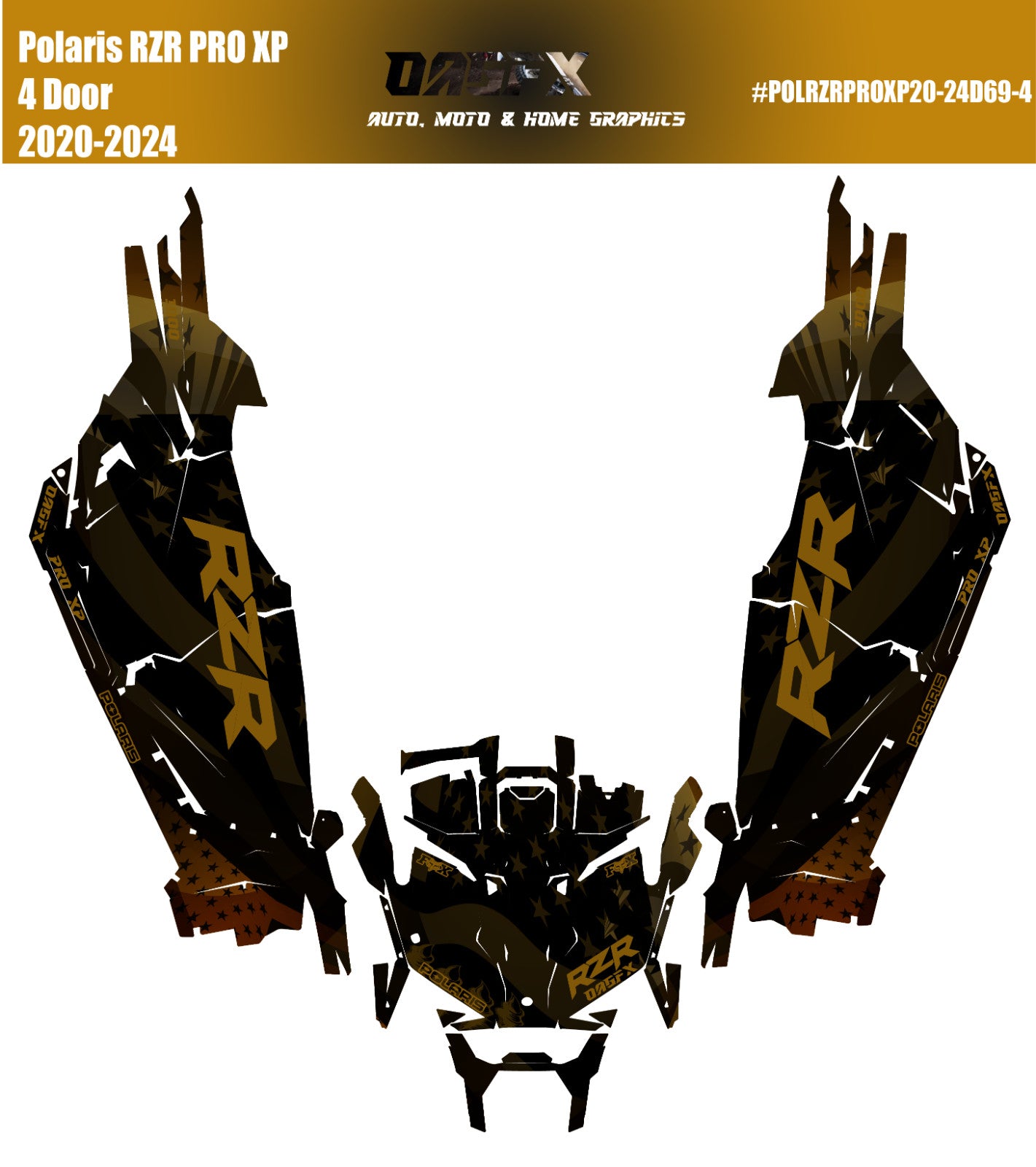 2020 - 2024 Polaris RZR Pro XP 4 Graphics Kit D69-4 Gold Flag