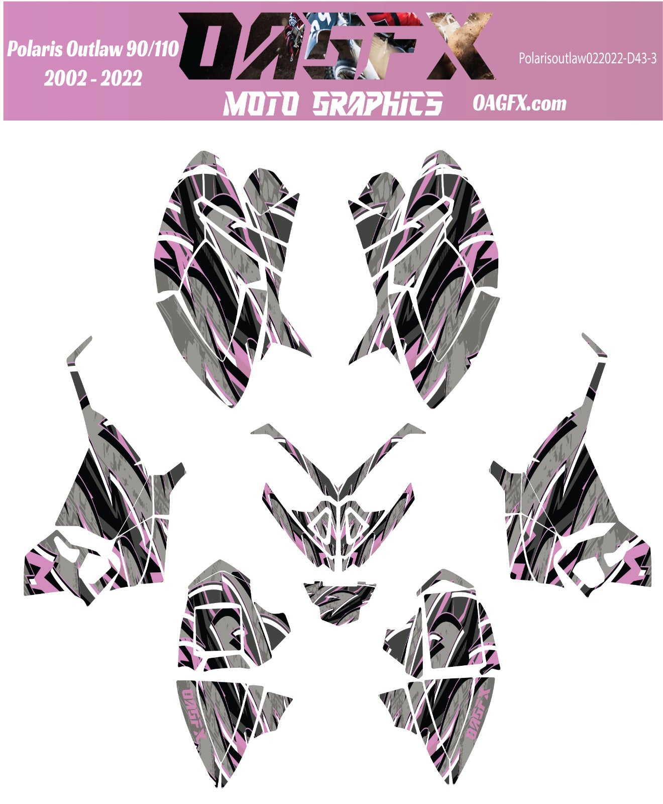2002 - 2022 Polaris Outlaw 90 110 Graphic Kit - D43-3 Pink