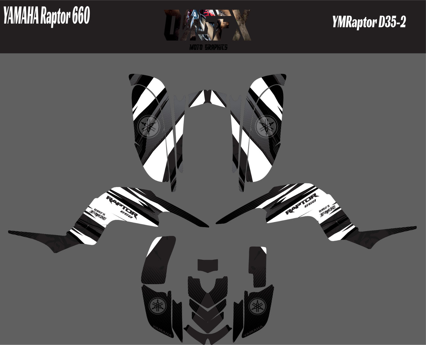 OAGFX Yamaha Raptor 660 Graphics Kit D35-2 Grey