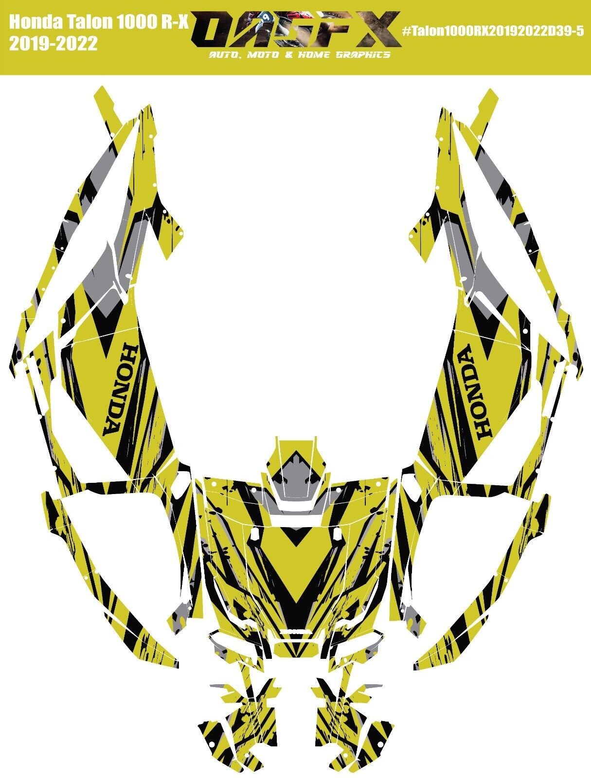 2019-2022 Honda Talon 1000R 1000X 2 Door Graphics Kit - Pro Ed D39-5 Yellow