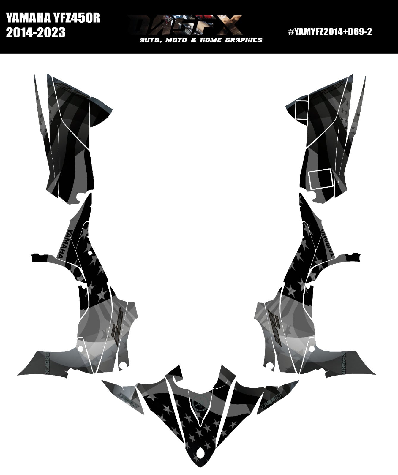 2014 - 2023 OAGFX Yamaha YFZ 450 Graphics Kit D69-2 Flag