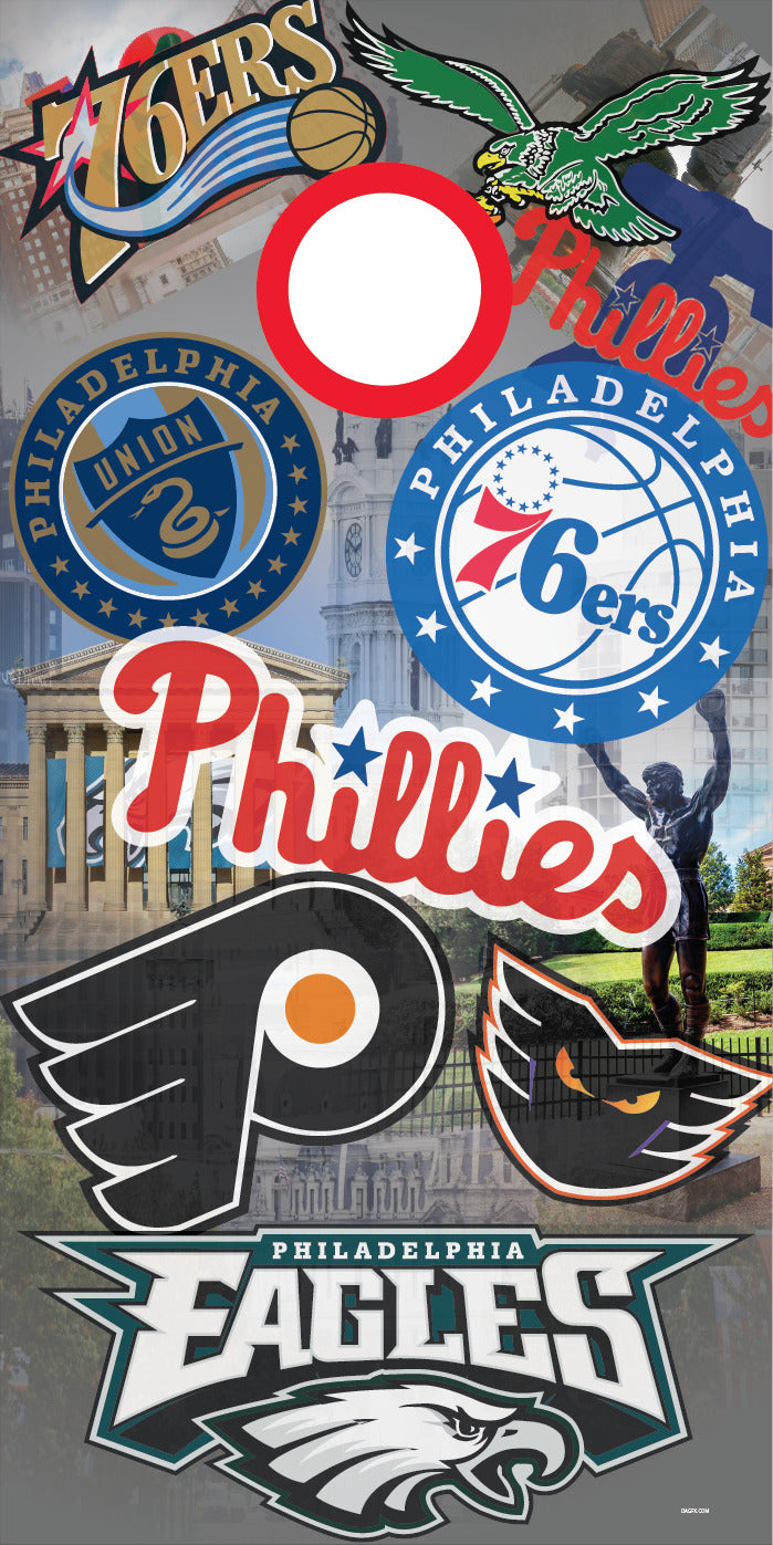 Corn Hole Board Wrap - Philadelphia Sports Flyers Sixers Eagles Phillies