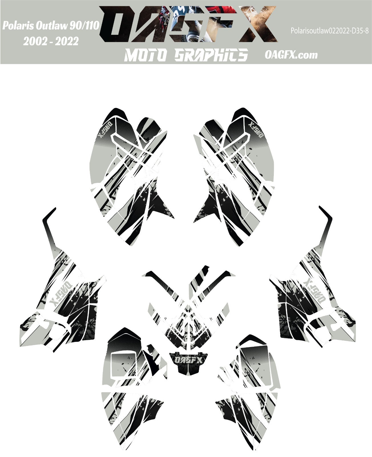 2002 - 2022 Polaris Outlaw 90 110 Graphic Kit - D35-8 Grey