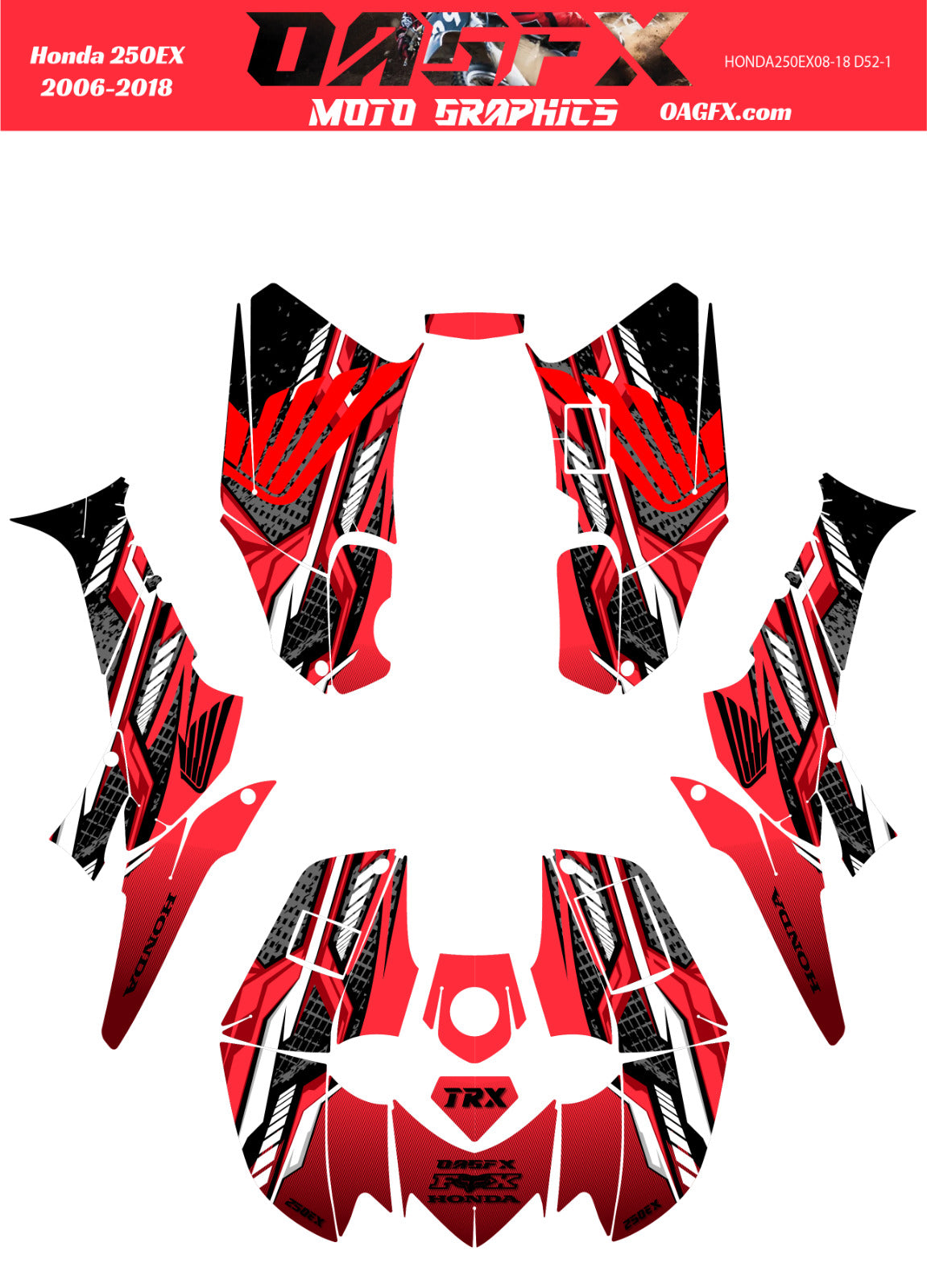 2006-2018 Honda TRX 250 EX Graphics Kit - Pro Ed D52-1 Red