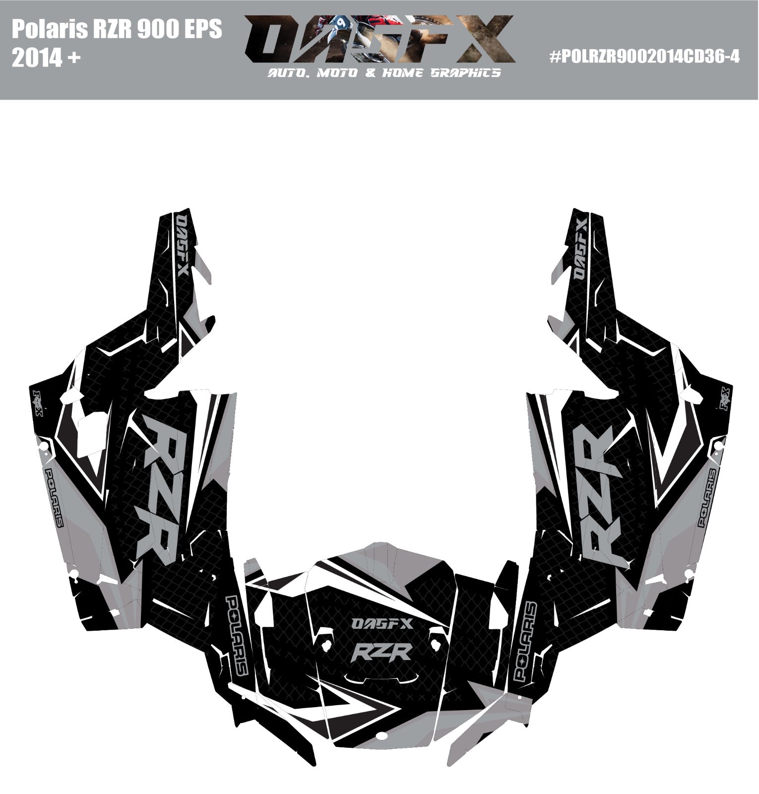 2014 + Polaris RZR 900 EPS OAGFX Graphics Kit D36-4 Stealth