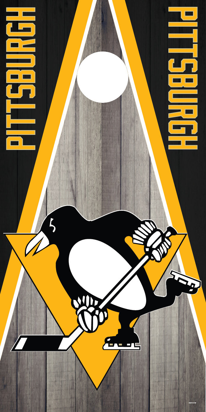 Corn Hole Board Wrap - Pittsburgh Penguins Cornhole Skin D3