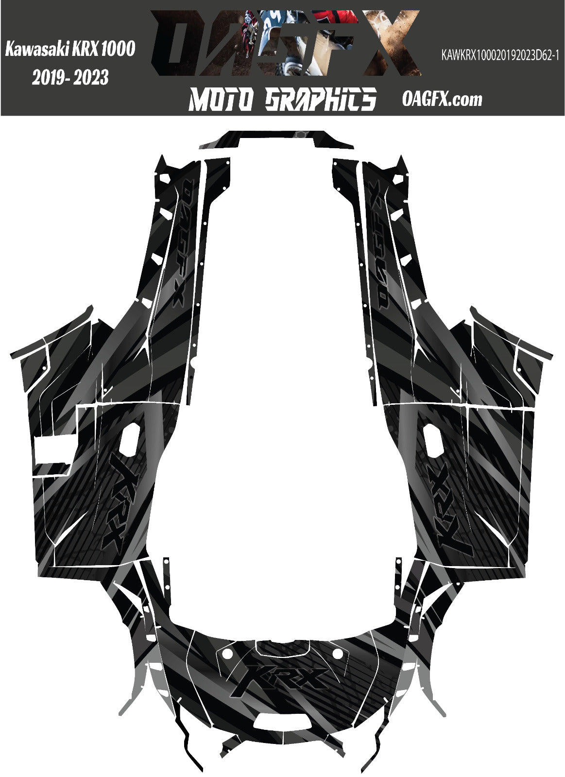 2019 - 2023 Kawasaki Teryx KRX 1000 Graphic Kit Pro Edition D62-1 Black Stealth