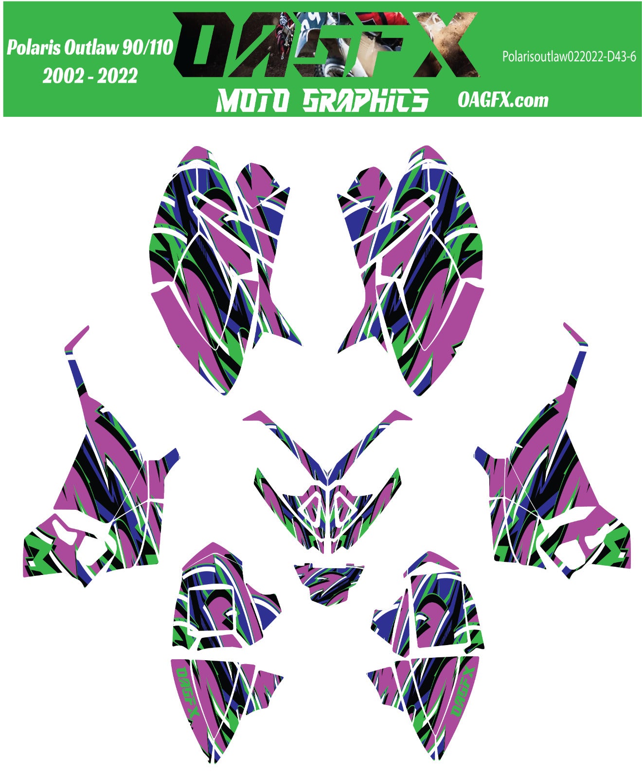 2002 - 2022 Polaris Outlaw 90 110 Graphic Kit - D43-6 Wild