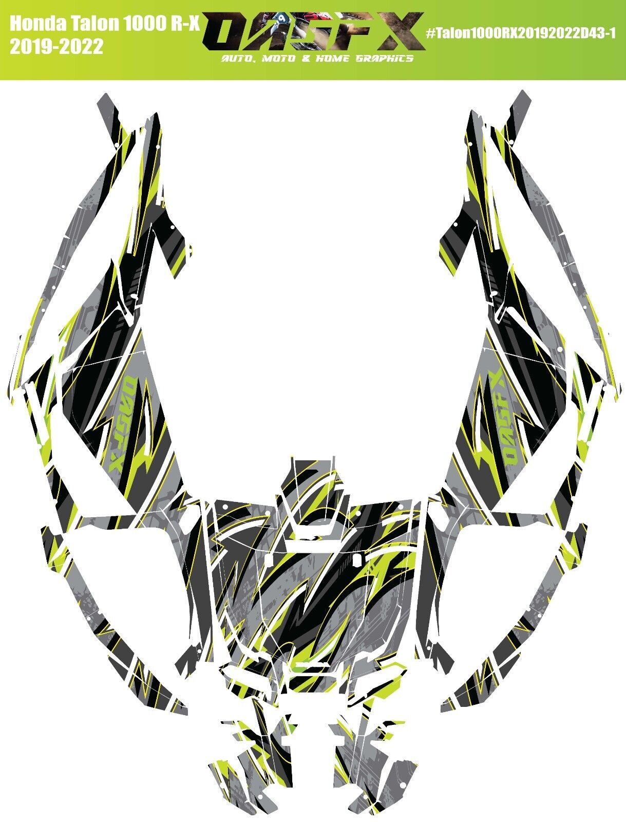 2019-2022 Honda Talon 1000R 1000X 2 Door Graphics Kit - Pro Ed D43-1 Yellow