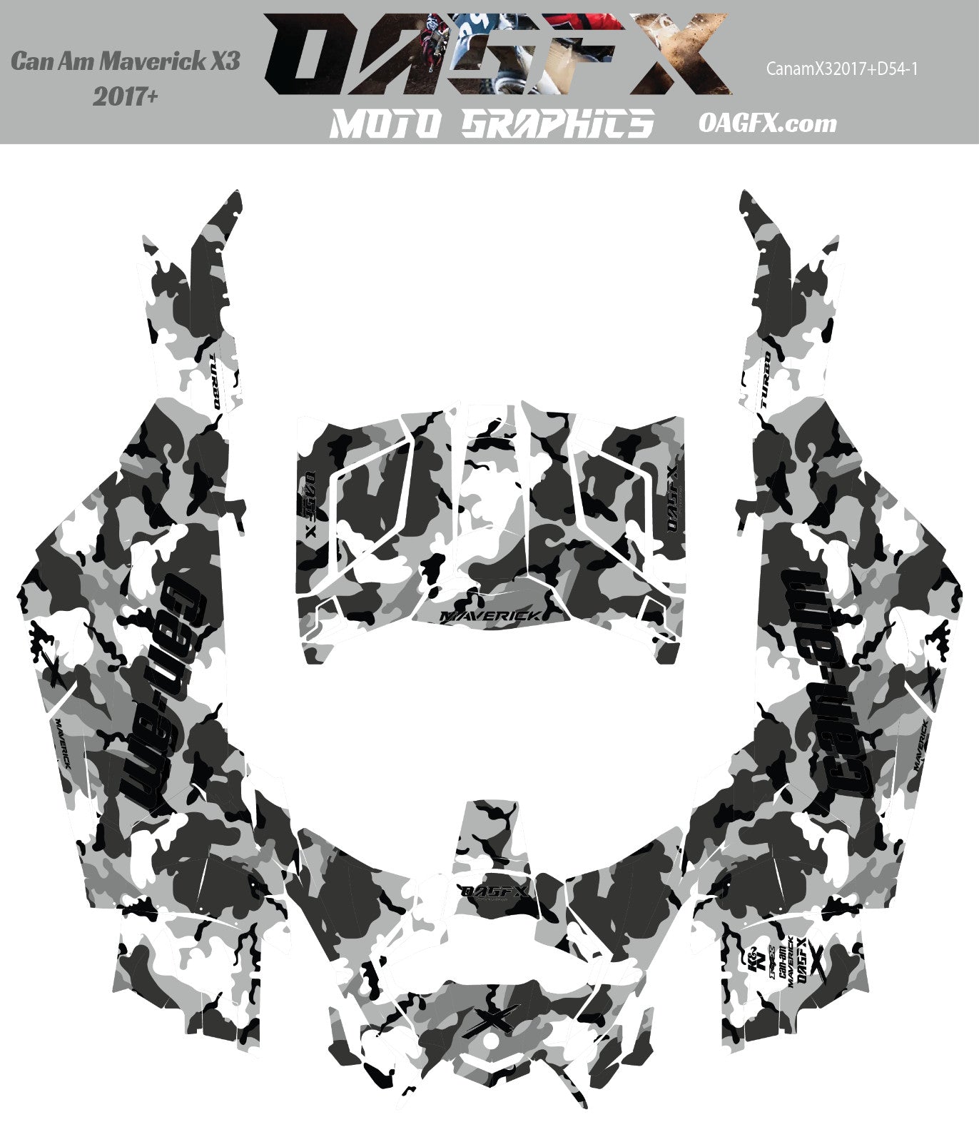 2017-2024 Can Am X3 Maverick Graphics Kit Pro Edition D54-1 Camo