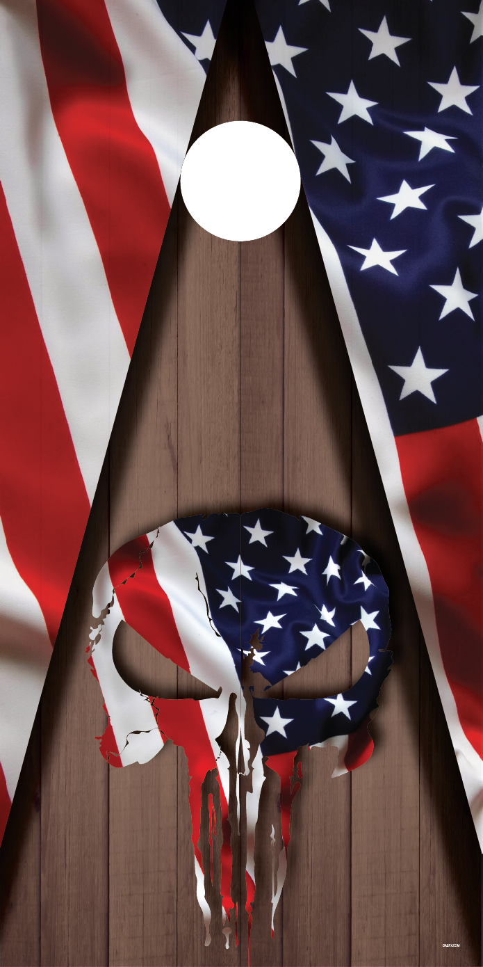 Punisher Flag Cornhole Board Skins (Pair)
