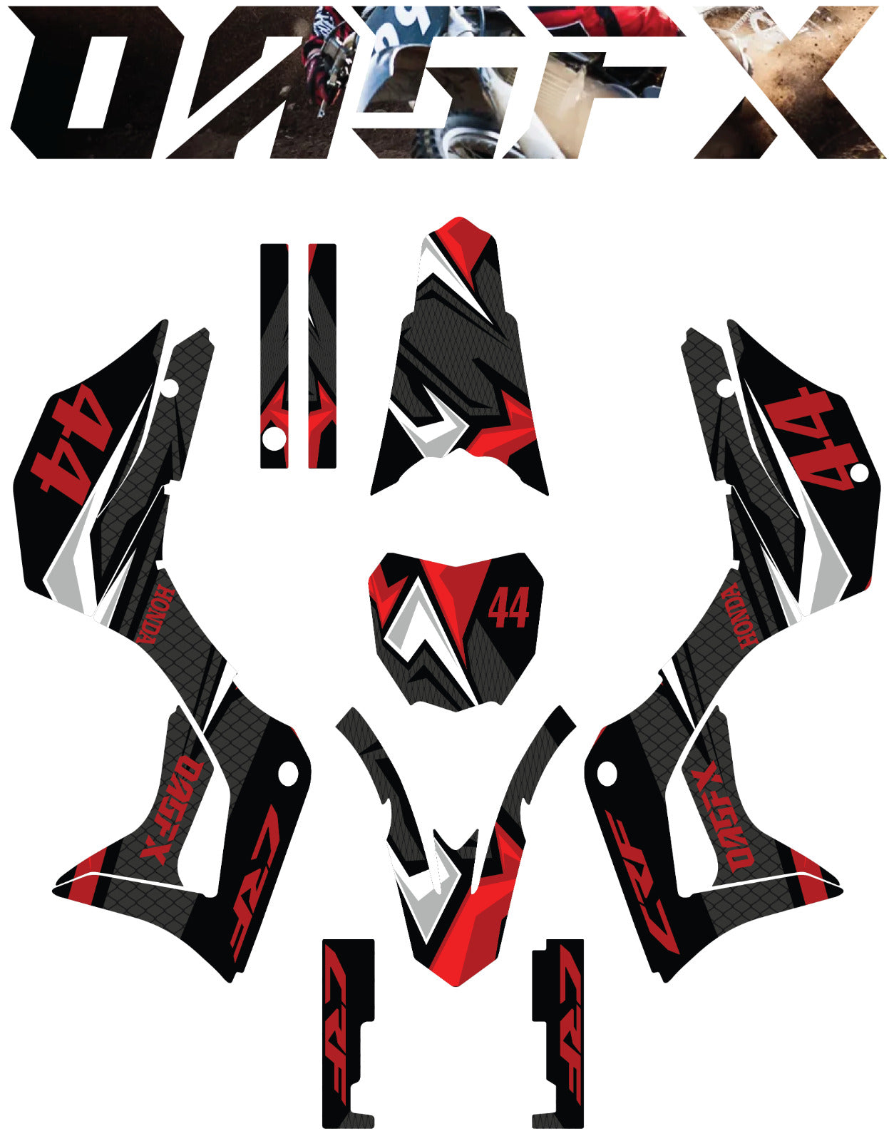 2019-2022 Honda CRF 125 Graphics Kit - Pro Ed D36-1 Red