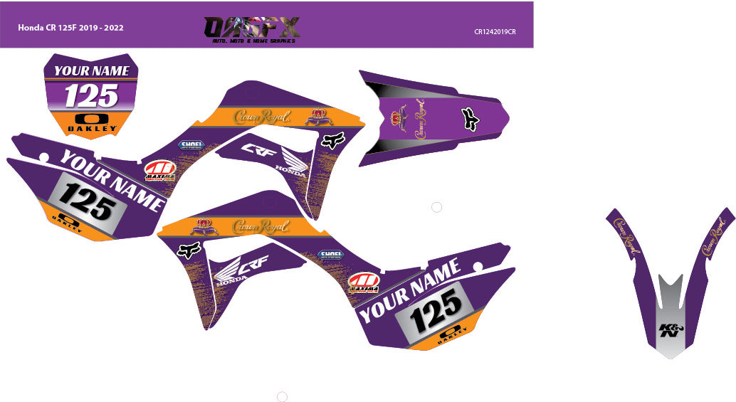 2019-2022 Honda CRF 125 Crown Purple Graphics Kit - Pro Ed