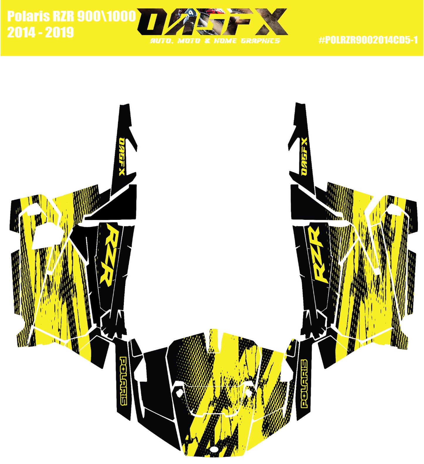 2014 - 2020 OAGFX Graphic Kit For Polaris RZR 900 D5-1 Yellow