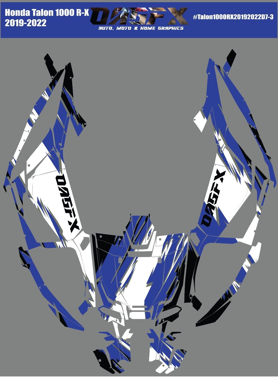 2019-2022 Honda Talon 1000R 1000X 2 Door Graphics Kit - Pro Ed D7-3 Blue