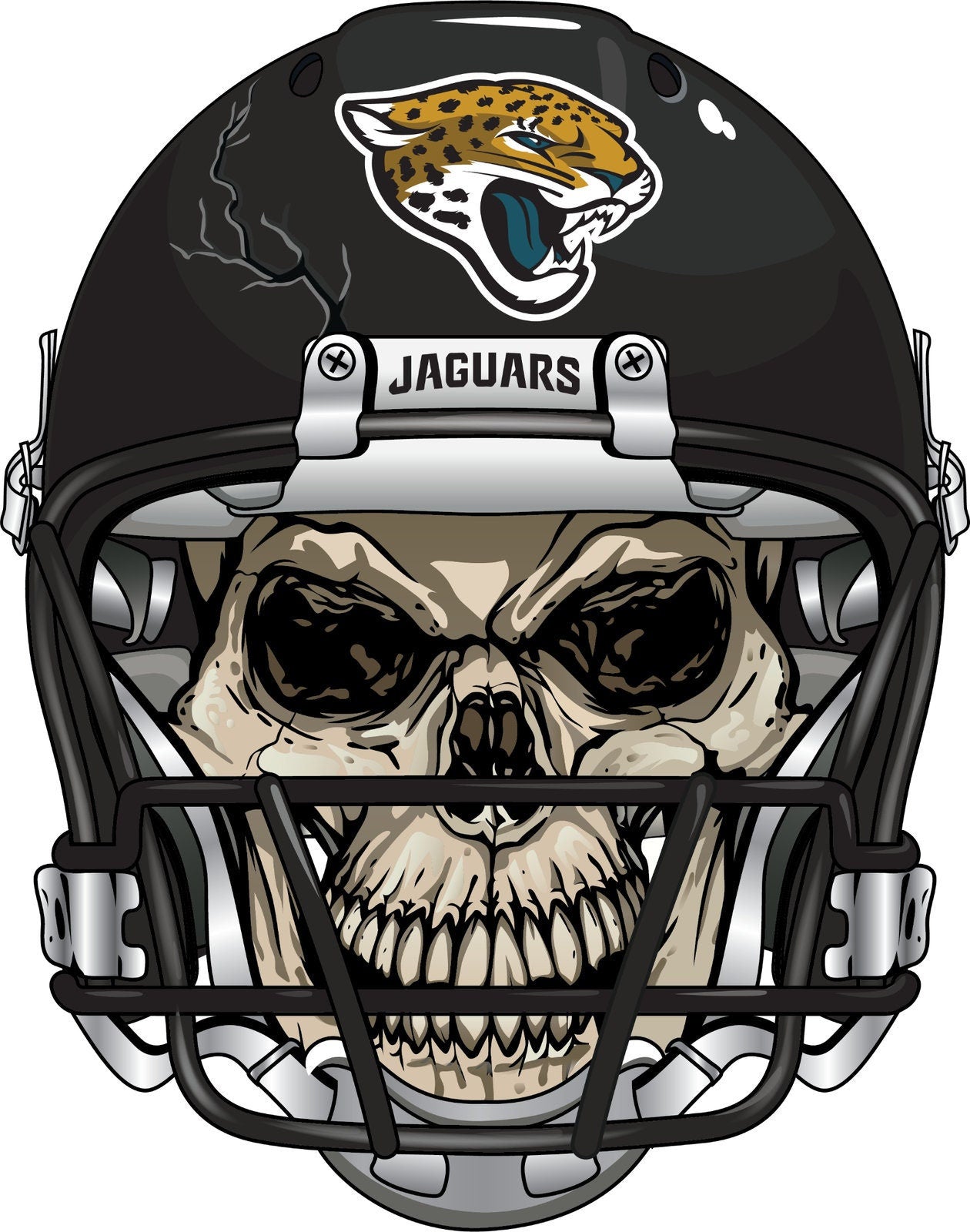 Jacksonville Jaguars Skull Helmet Large Print - Car Wall Decal