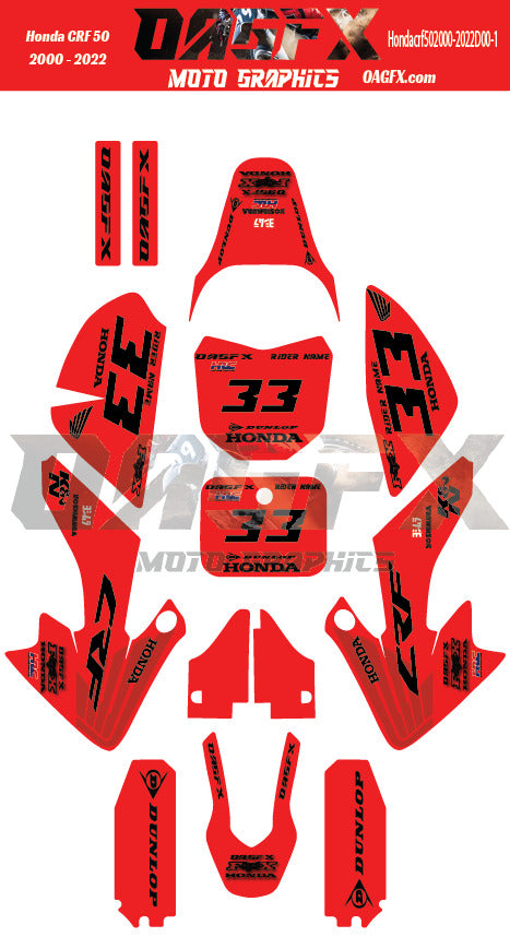 2000-2022 Honda CRF 50 Vector  Design Template With Pre-made design