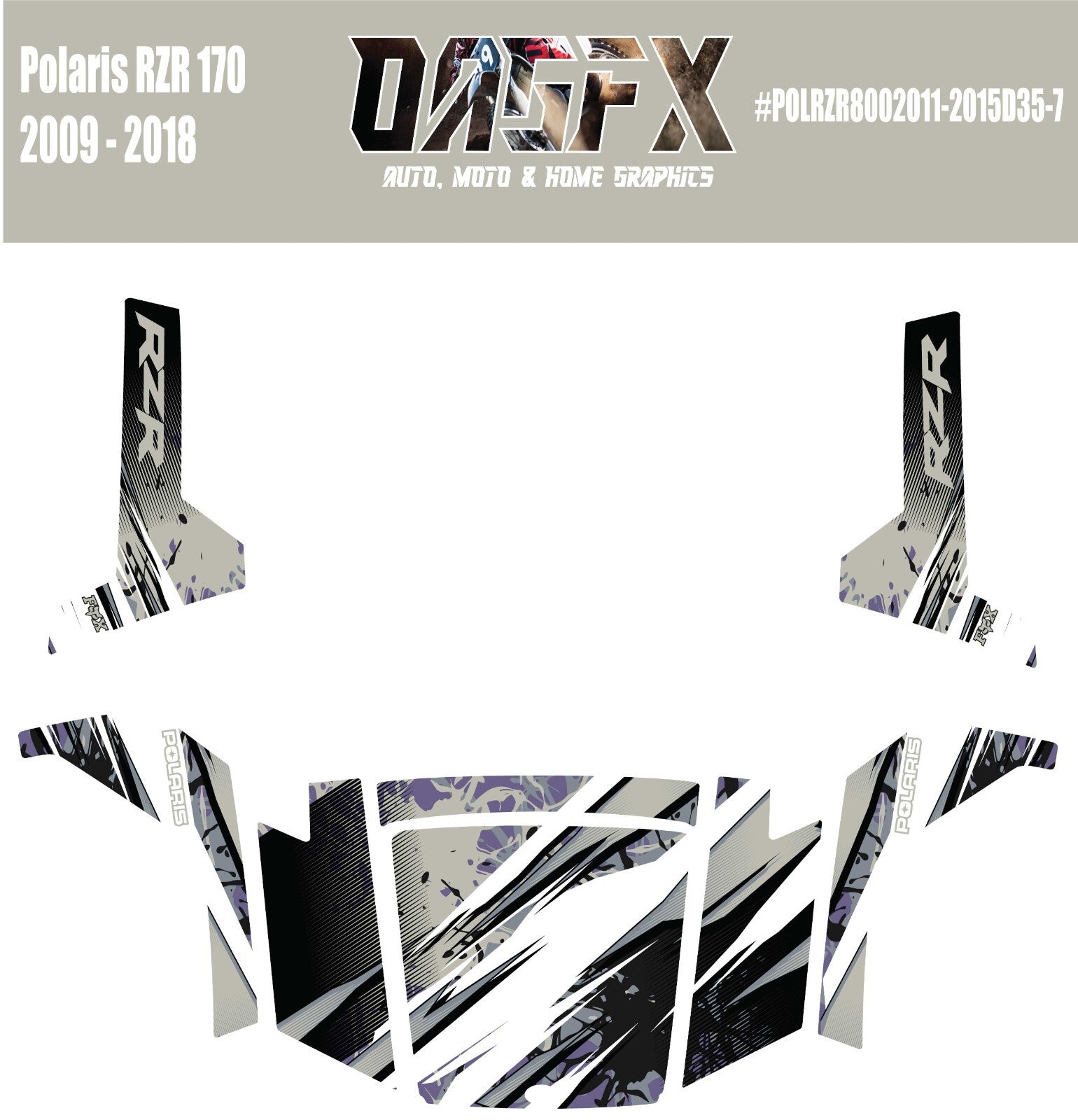 2009 - 2018 Polaris RZR 170 UTV Graphics Kit D35-7 Grey