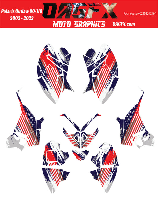 2002 - 2022 Polaris Outlaw 90 110 Graphic Kit -  D38-1 American Flag