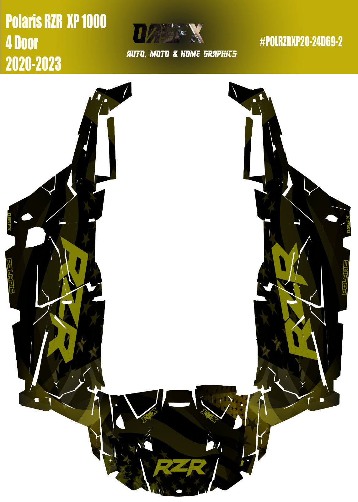 2020 - 2023 Polaris RZR  XP 1000 4 Door  Graphics Kit D69-2 Flag