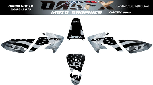 2003-2013 Honda CRF70 Graphics Kit - Pro Ed D69-2 CRF 70 USA Flag