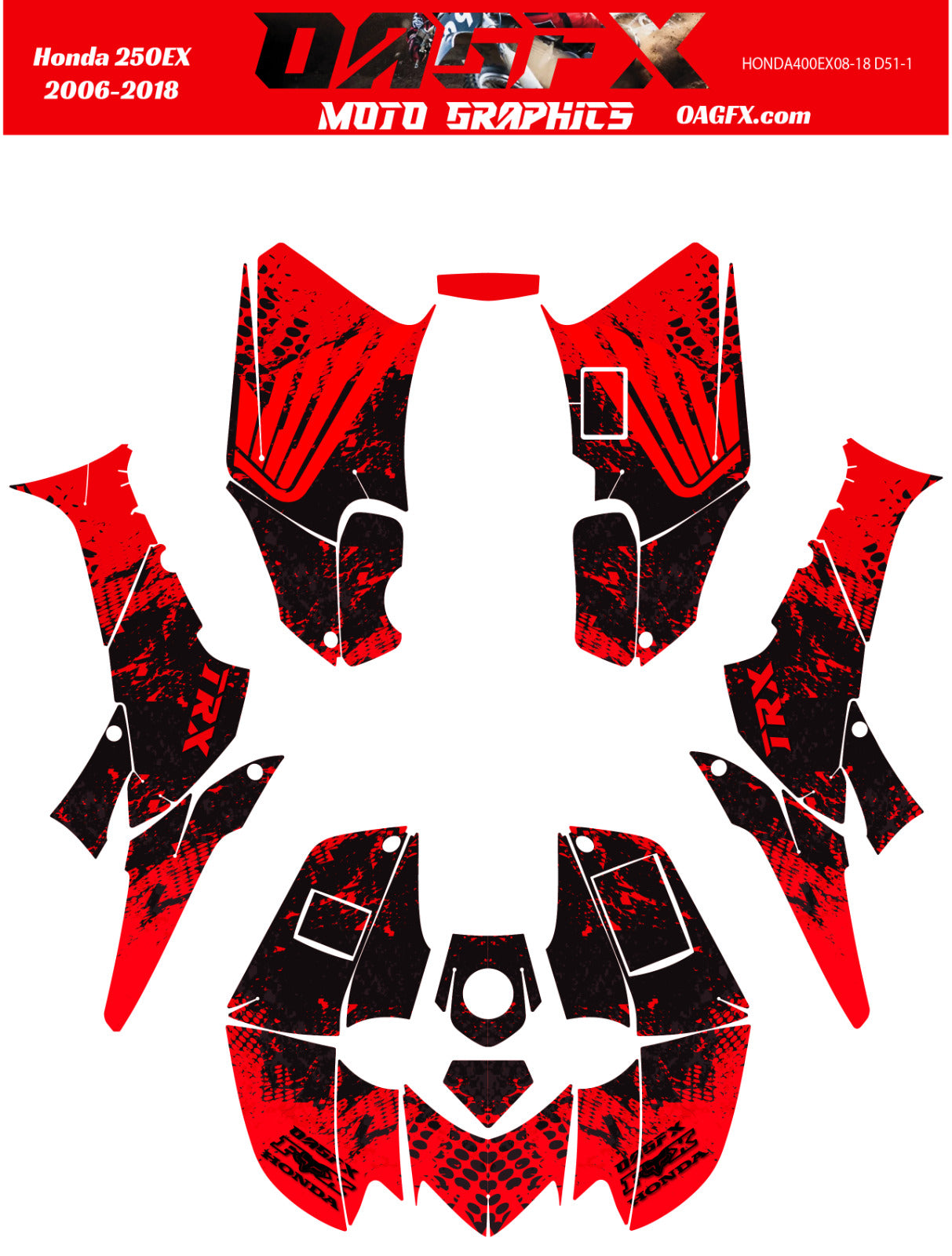 2006-2018 Honda TRX 250 EX Graphics Kit - Pro Ed D51-1 Red