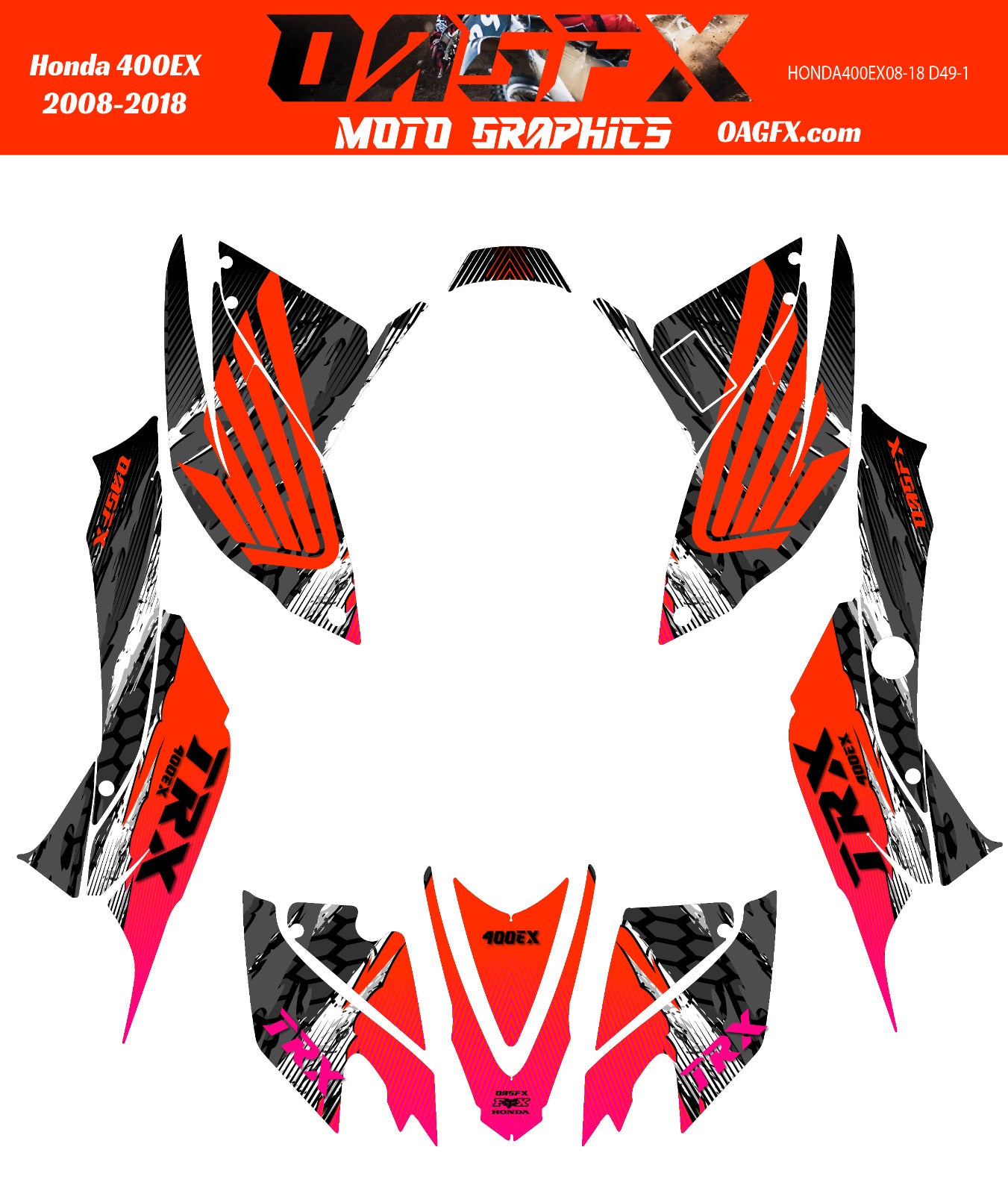 2008 - 2018 Honda TRX 400 EX Graphics Kit - Pro Ed D49-1
