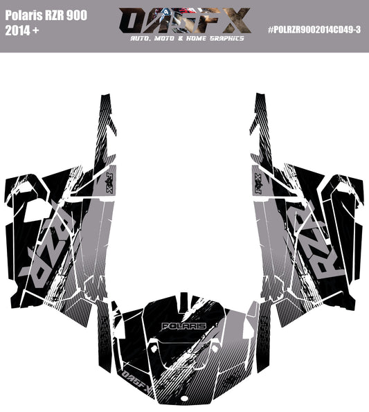 2014 + Polaris RZR 900  OAGFX Graphics Kit D49-3 Grey