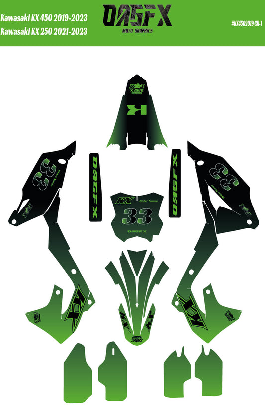 2019-2023 Kawasaki KX 450 AI Pre Made Customizable Design Vector DGR-1