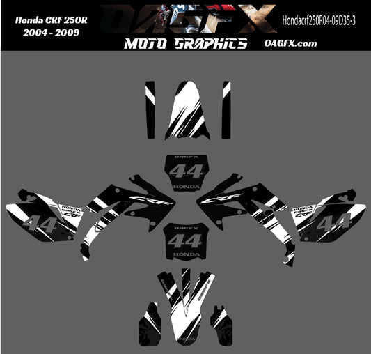 2004 - 2009 Honda CRF 250R OAGFX Graphics Kit - Pro Ed D35-3 Stealth Black