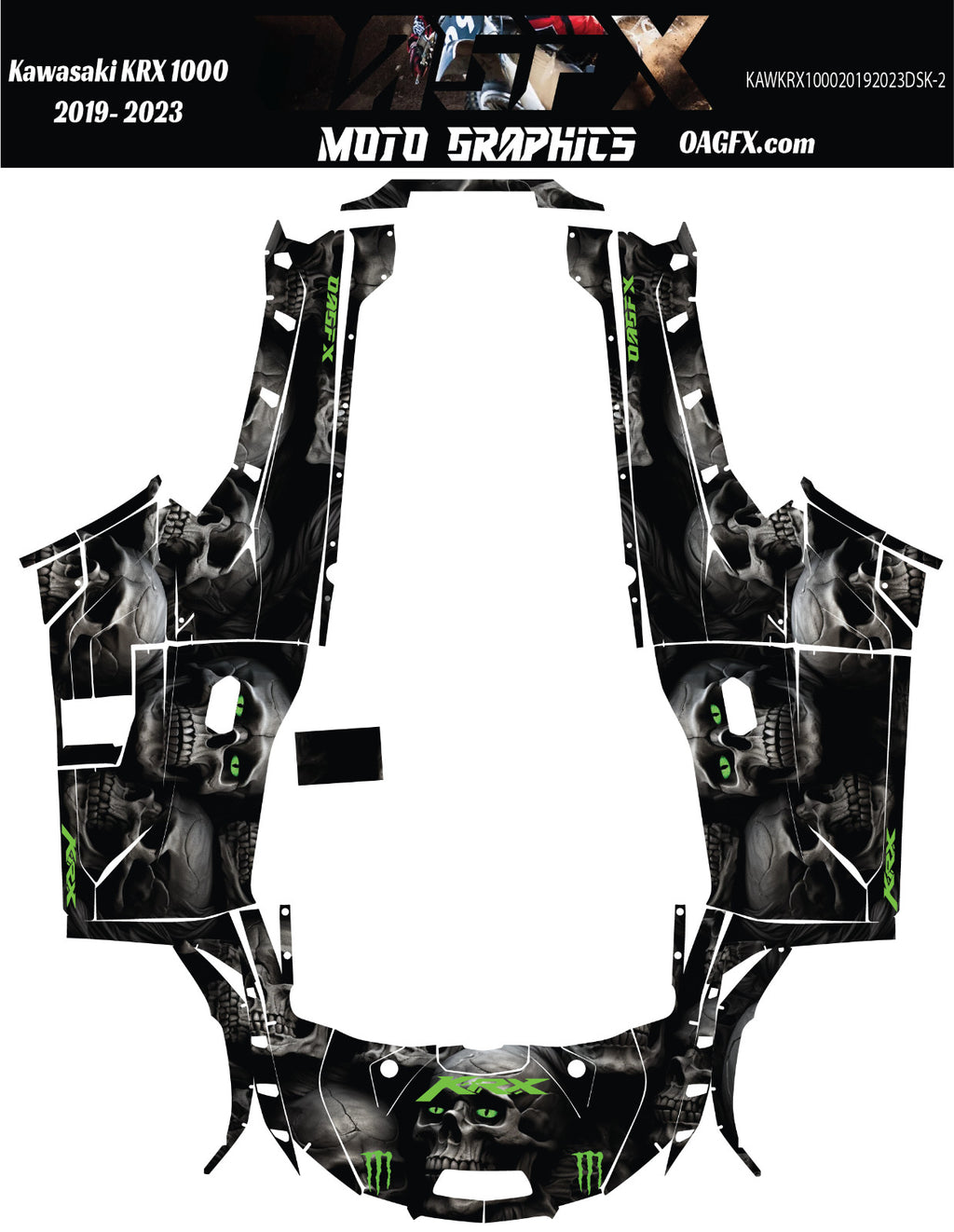 2019 - 2023 Kawasaki Teryx KRX 1000 Graphic Kit - Pro Edition DSK-2 Skull