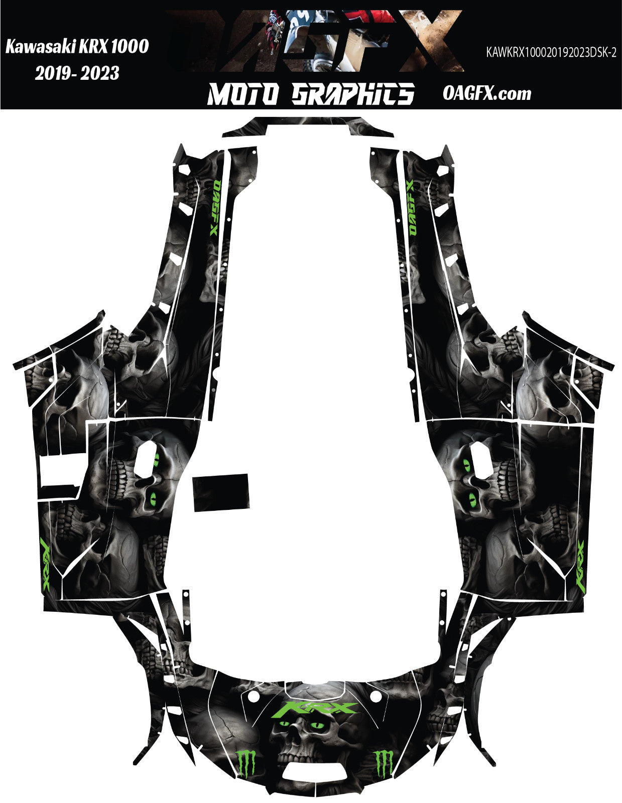 2019 - 2023 Kawasaki Teryx KRX 1000 Graphic Kit - Pro Edition DSK-2 Skull