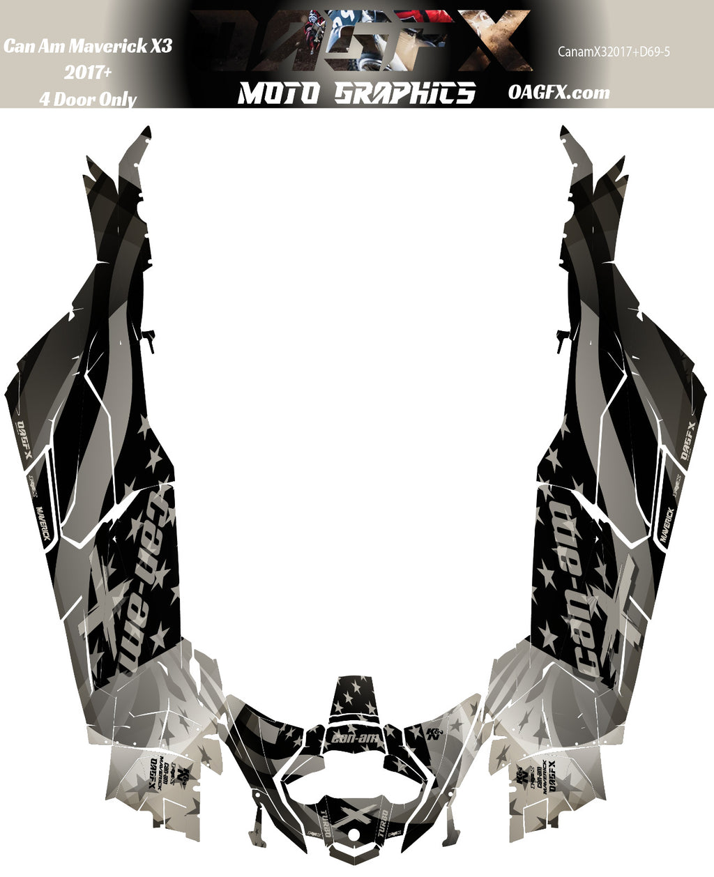 2017-2024 Can Am X3 Max 4 Door Maverick RR DS Graphics Kit   D69-5 Flag