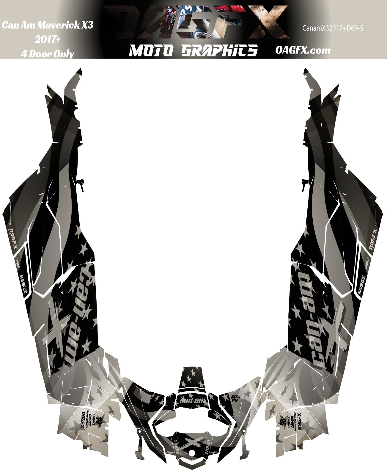 2017-2024 Can Am X3 Max 4 Door Maverick RR DS Graphics Kit   D69-5 Flag