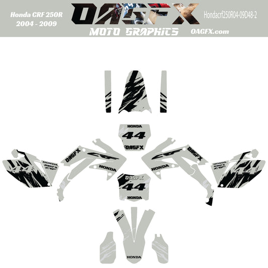 2004 - 2009 Honda CRF 250R OAGFX Graphics Kit - Pro Ed D48-2 Grey