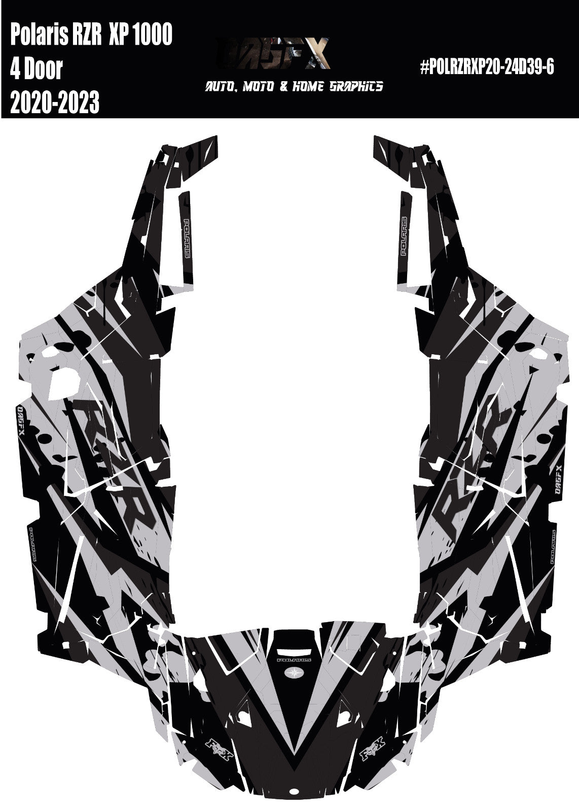 2020 - 2023 Polaris RZR  XP 1000 4 Door  Graphics Kit D39-6 Stealth