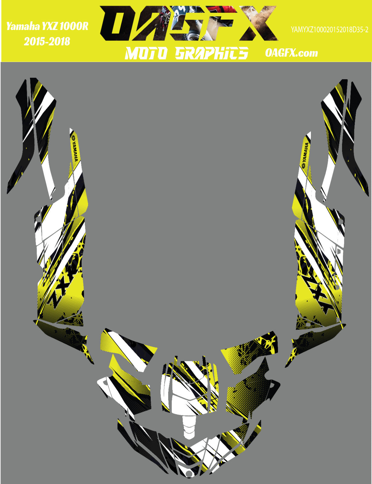 2015 - 2018 OAGFX Yamaha YXZ 1000 Graphics Kit D35-2 Yellow