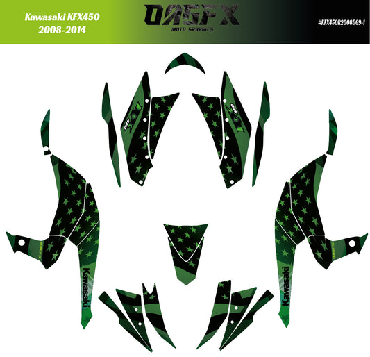 2008-2014 Kawasaki KFX 450 AI Pre Made Customizable Design Vector D69-1 USA