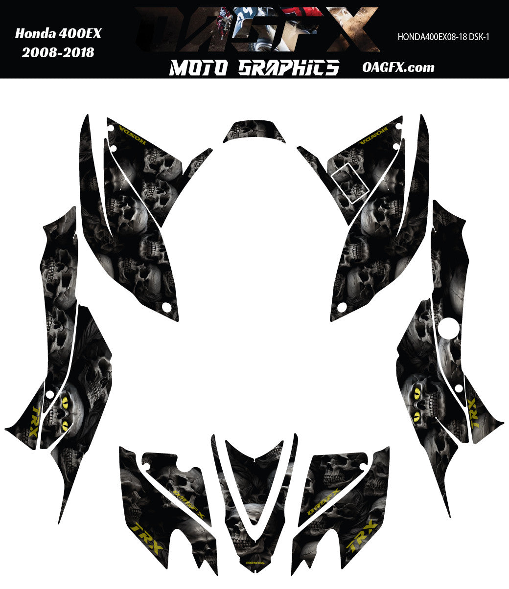 2008 - 2018 Honda TRX 400 EX Graphics Kit - Pro Ed DSK-2 Skulls