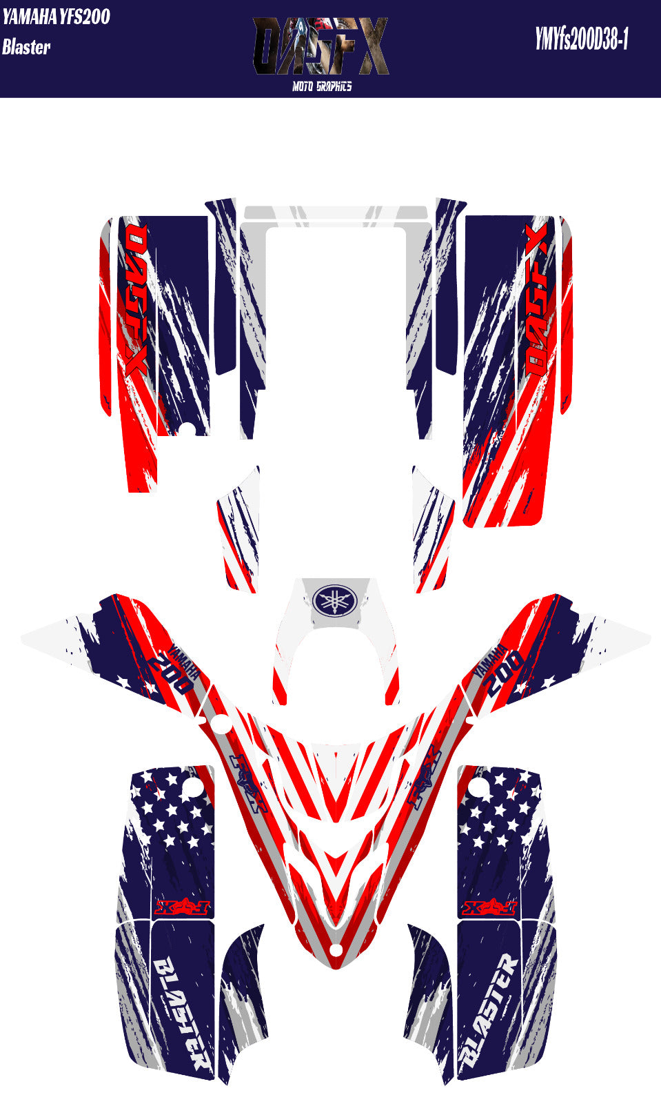 OAGFX Yamaha YFS 200 Blaster Graphics Kit D38-1 American Flag