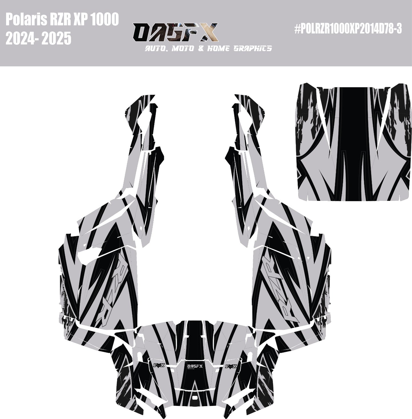 2024-2025 Polaris RZR XP 1000 Graphics Kit D78-3 Gray OAGFX