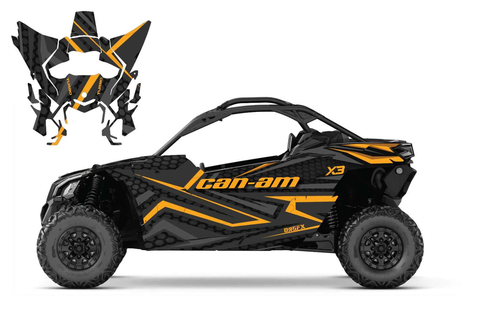 2017-2024 Can Am X3 Maverick  Turbo RR DS Graphics Kit  Pro Edition D59-2 Orange