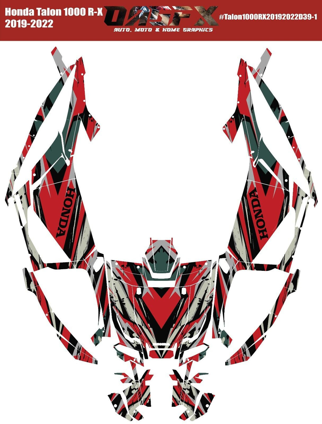 2019-2022 Honda Talon 1000R 1000X 2 Door Graphics Kit - Pro Ed D39-2 Red