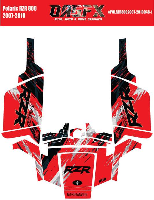 2007 - 2010 Polaris RZR 800 Graphics Kit D48-1 Red